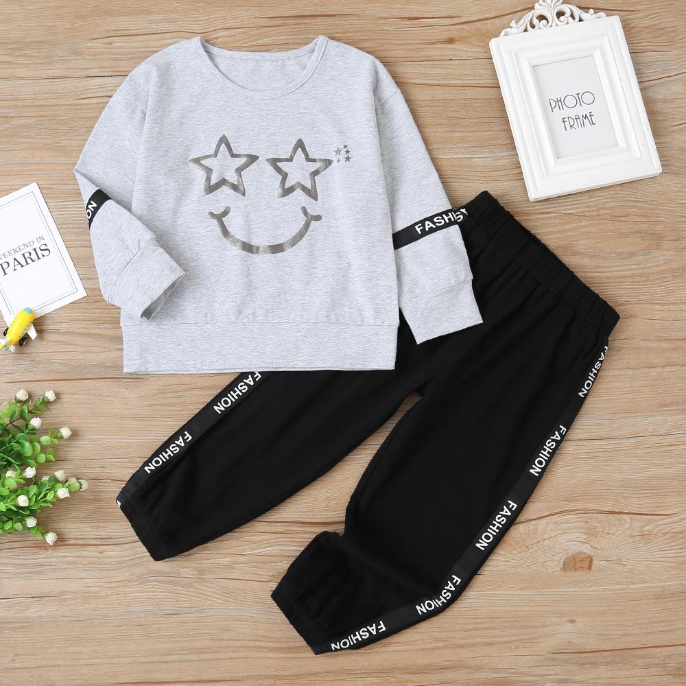 Unisex Star Smiley Face Long Sleeve Top & Pants Kids Fashion Wholesale - PrettyKid