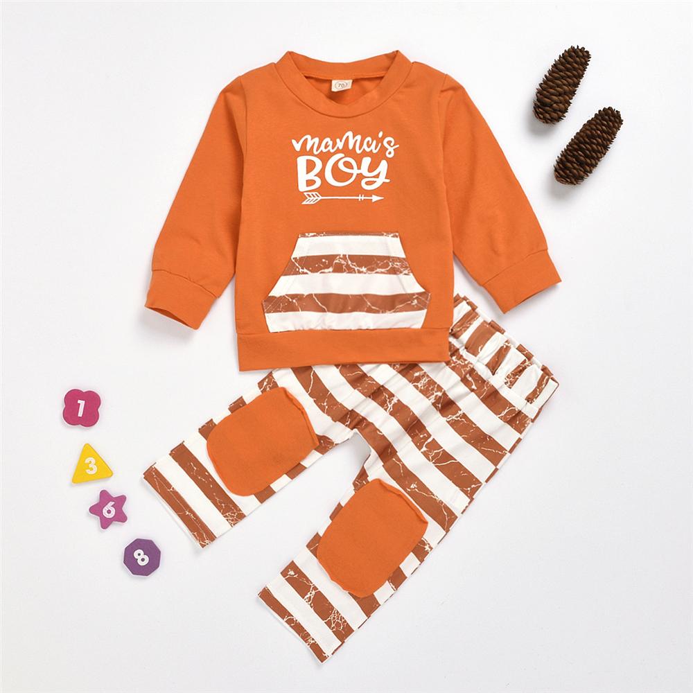 Baby Boys Stripe Letter Printed Pullover & Pants Wholesale Baby Cloths