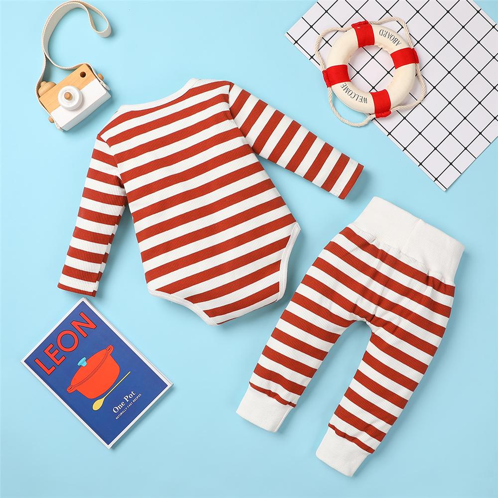 Baby Boys Striped Tie Long-Sleeve Romper & Bottoms Baby Clothes Warehouse