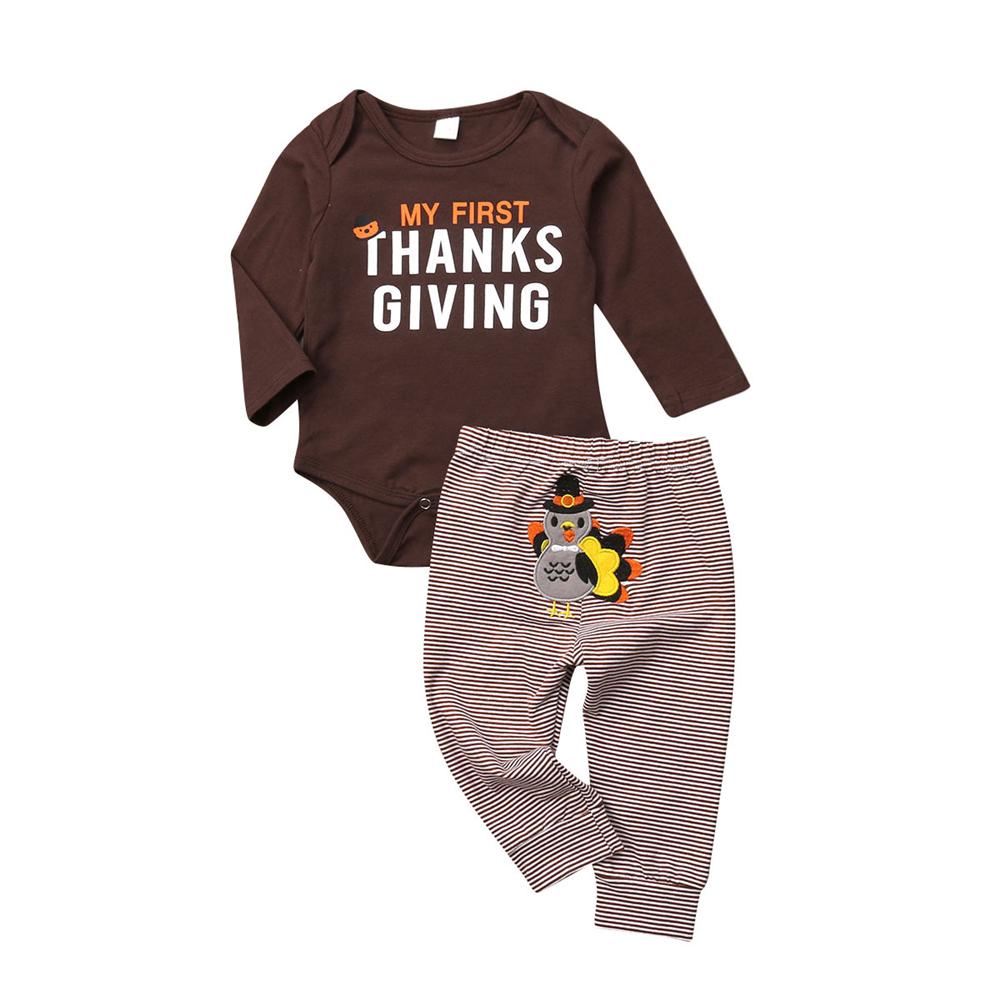 Baby Boys Thanksgiving Solid Romper & Pants Kid Apparel Wholesale