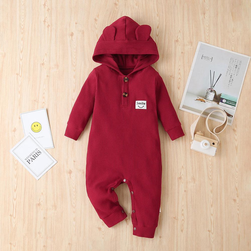 Unisex Baby Hooded Long Sleeve Cute Casual Romper Baby Wholesale Clothes - PrettyKid
