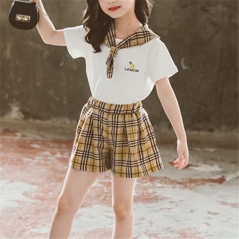 2-piece T-shirt & Plaid Shorts for Girl