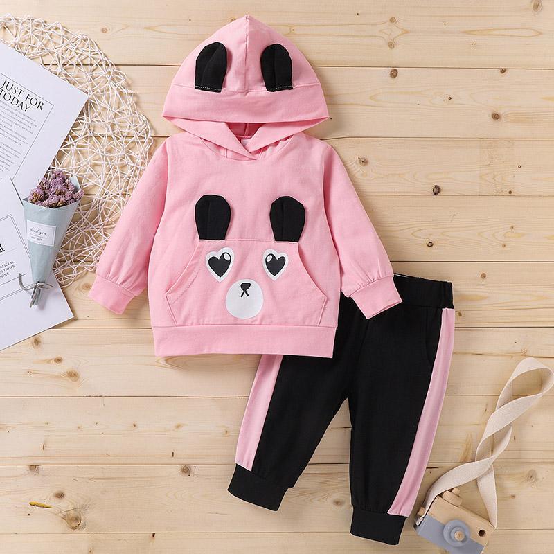 2-piece Rabbit Pattern Hoodie & Pants for Toddler Girl