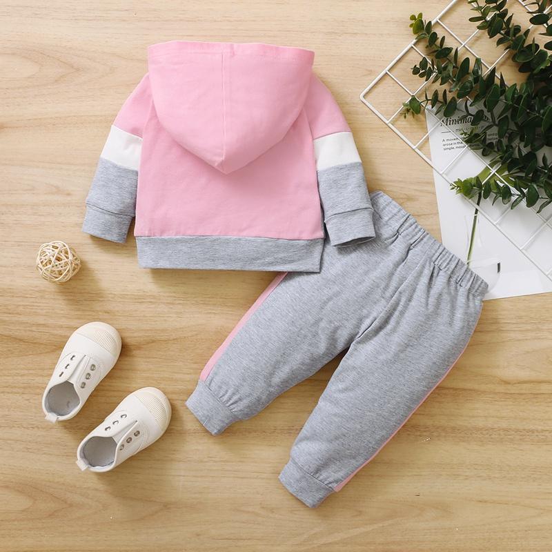 2-piece Color-block Hoodie & Pants for Baby Girl