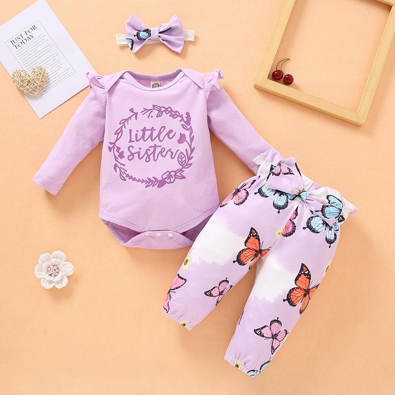 3-piece Headband & Pants & Romper for Baby Girl