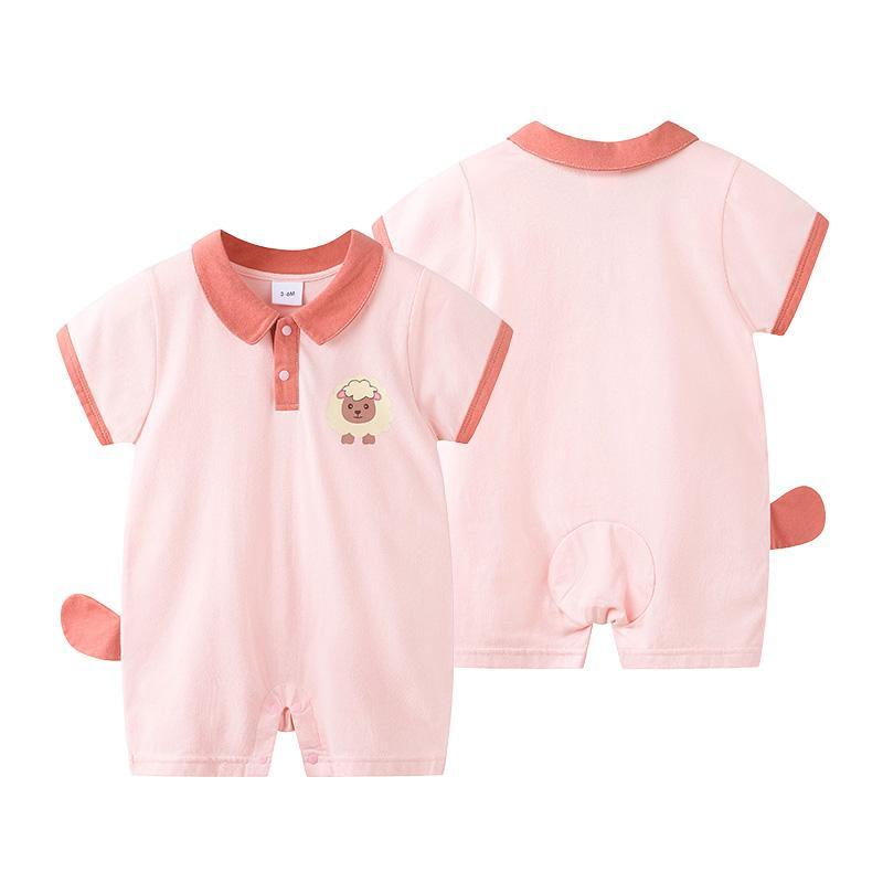 Baby Cartoon Sheep Pattern Lapel Bodysuit