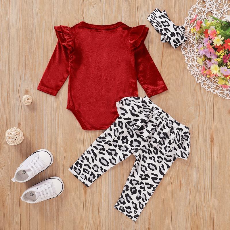 3-piece Solid Ruffle Bodysuit & Pants & Headband for Baby Girl Wholesale children's clothing