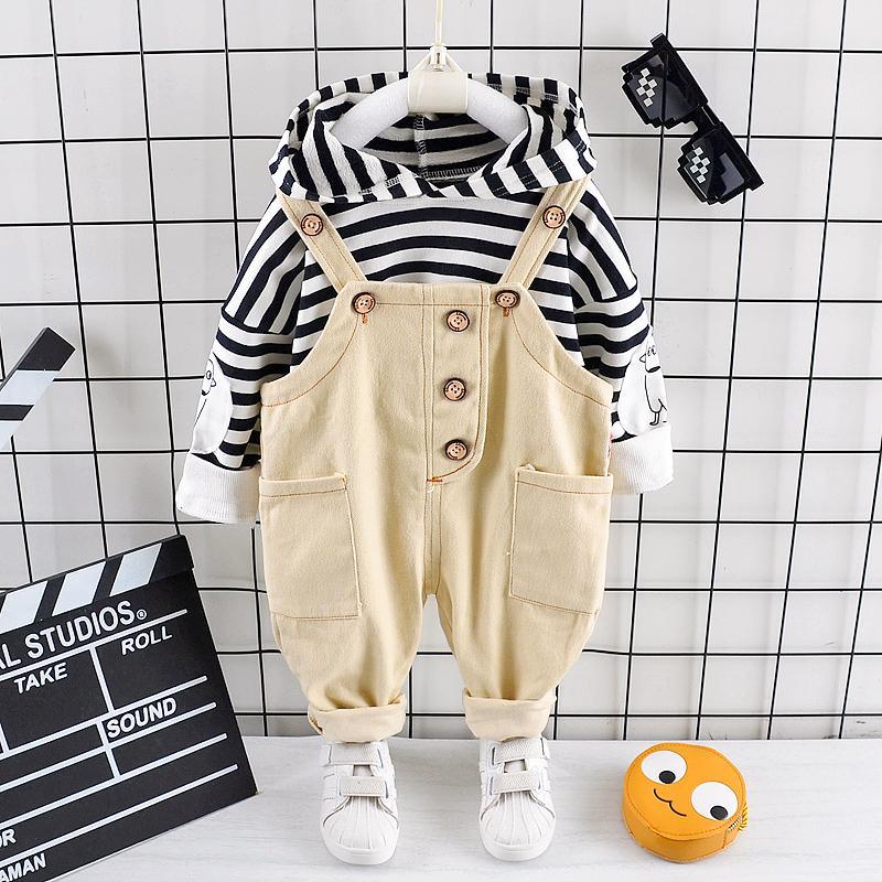 2-piece Striped Hoodie & Braces for Children Boy