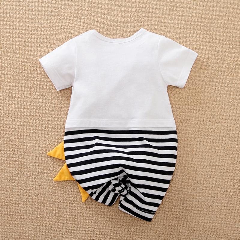 Baby Cartoon Crocodile Pattern Striped Jumpsuit