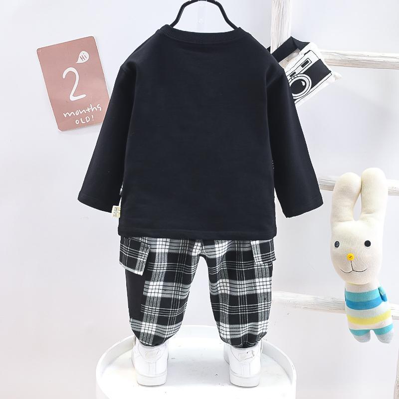 baby girl dresses wholesale Toddler Boy Solid Color T-shirt & Plaid Vest & Pants