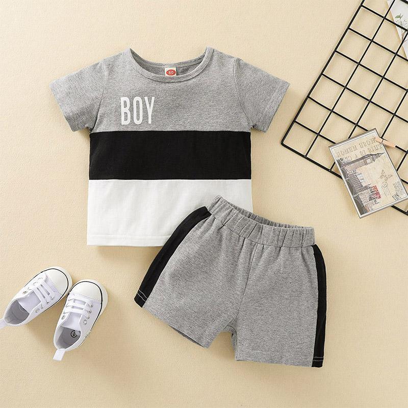 Baby Boy Color-block Letter Print T-shirt & Shorts Children's Clothing