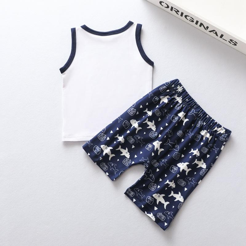 Baby Boy Monogram Tank Top & Shark Shorts Wholesale Children's Clothing