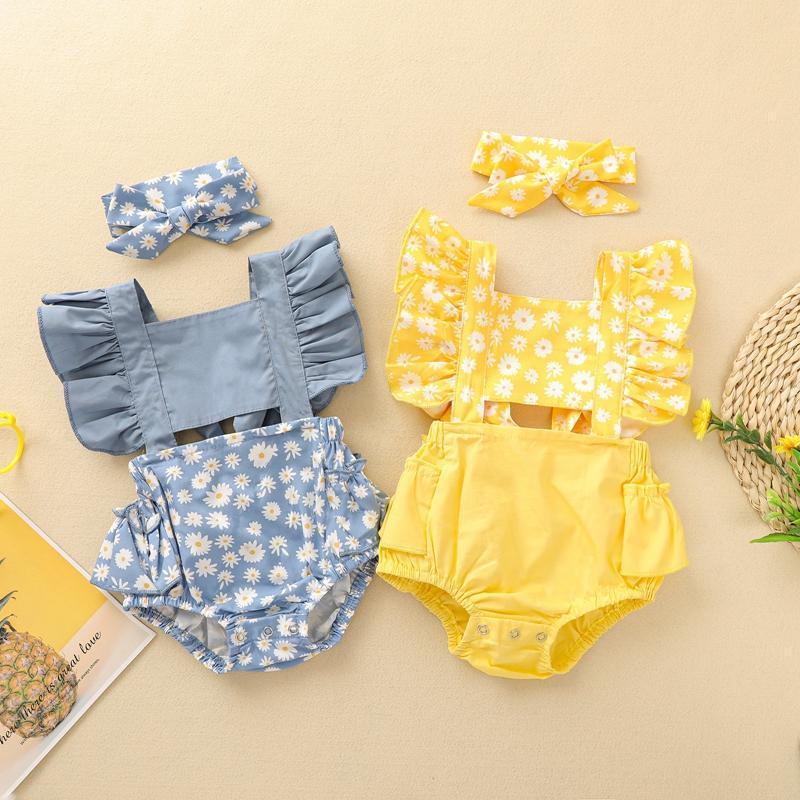 Baby Girl 2pcs Floral Pattern Bodysuit & Headhand