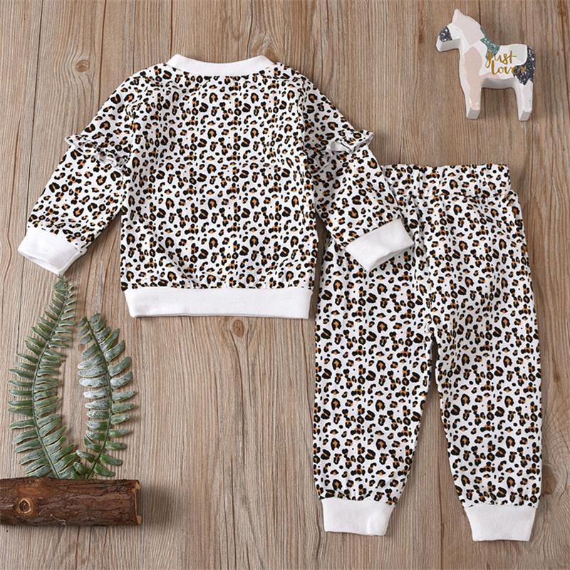 baby girl wholesale Toddler Girl Leopard Print Color-block Top & Pants