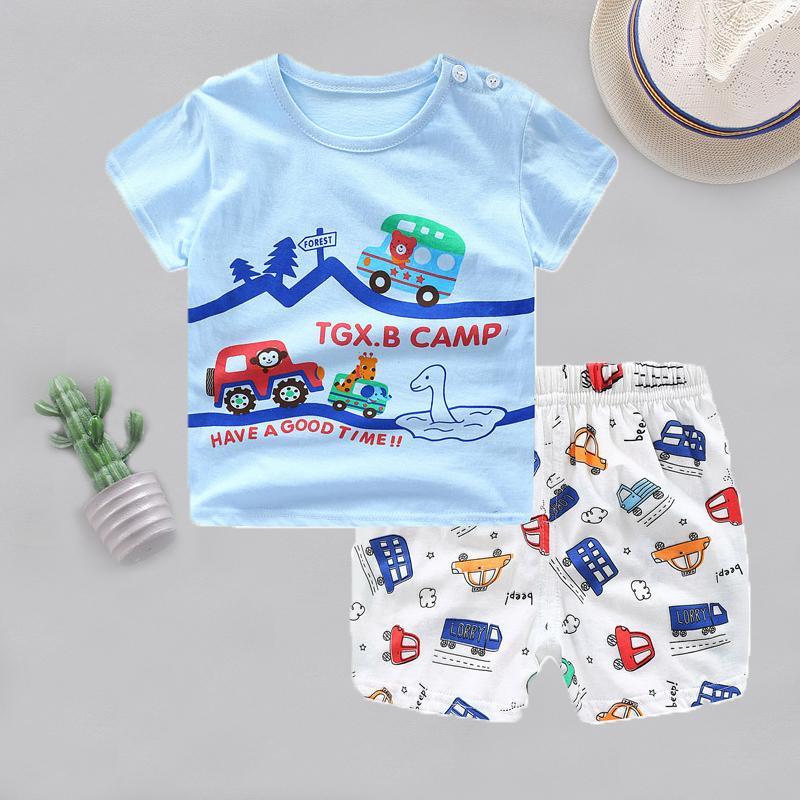 2-piece Cartoon Design T-shirt & Shorts for Children Boy