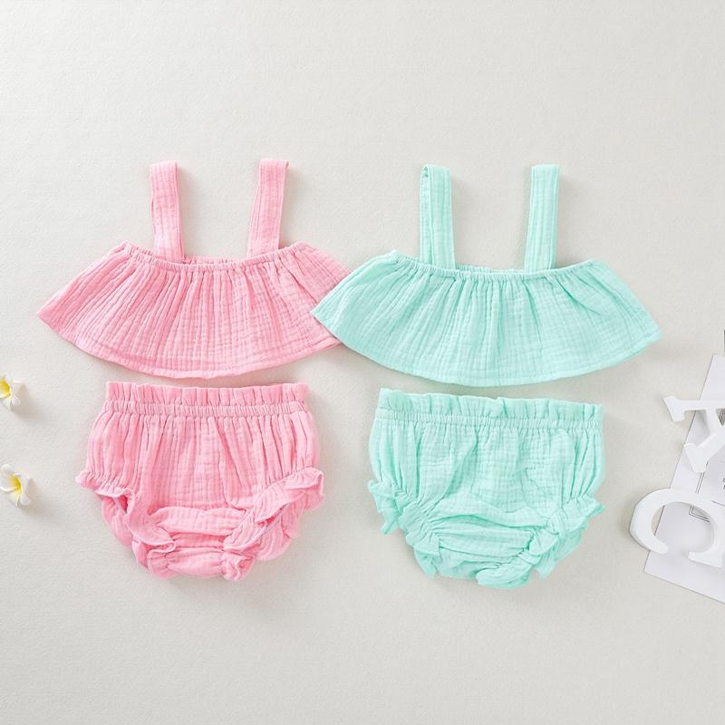 Baby Girl 2pcs Solid Pattern Suit Cami Top & Short