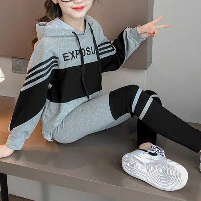 2-piece Color-block Hoodie & Pants for Girl