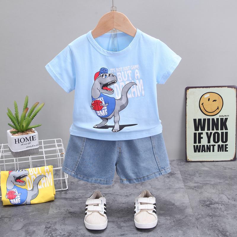 2-piece Dinosaur Pattern T-shirt & Shorts for Children Boy