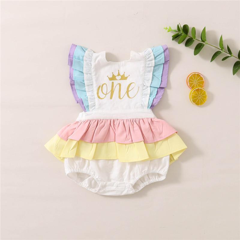 Baby Girl Color-block Ruffle Trim Sleeveless Bodysuit