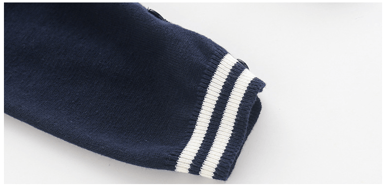 Baby Boys Girls Navy Collar Solid Color Knitted Long-sleeved Jumpsuit