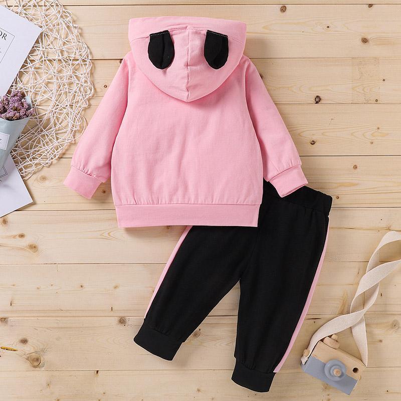 2-piece Rabbit Pattern Hoodie & Pants for Toddler Girl