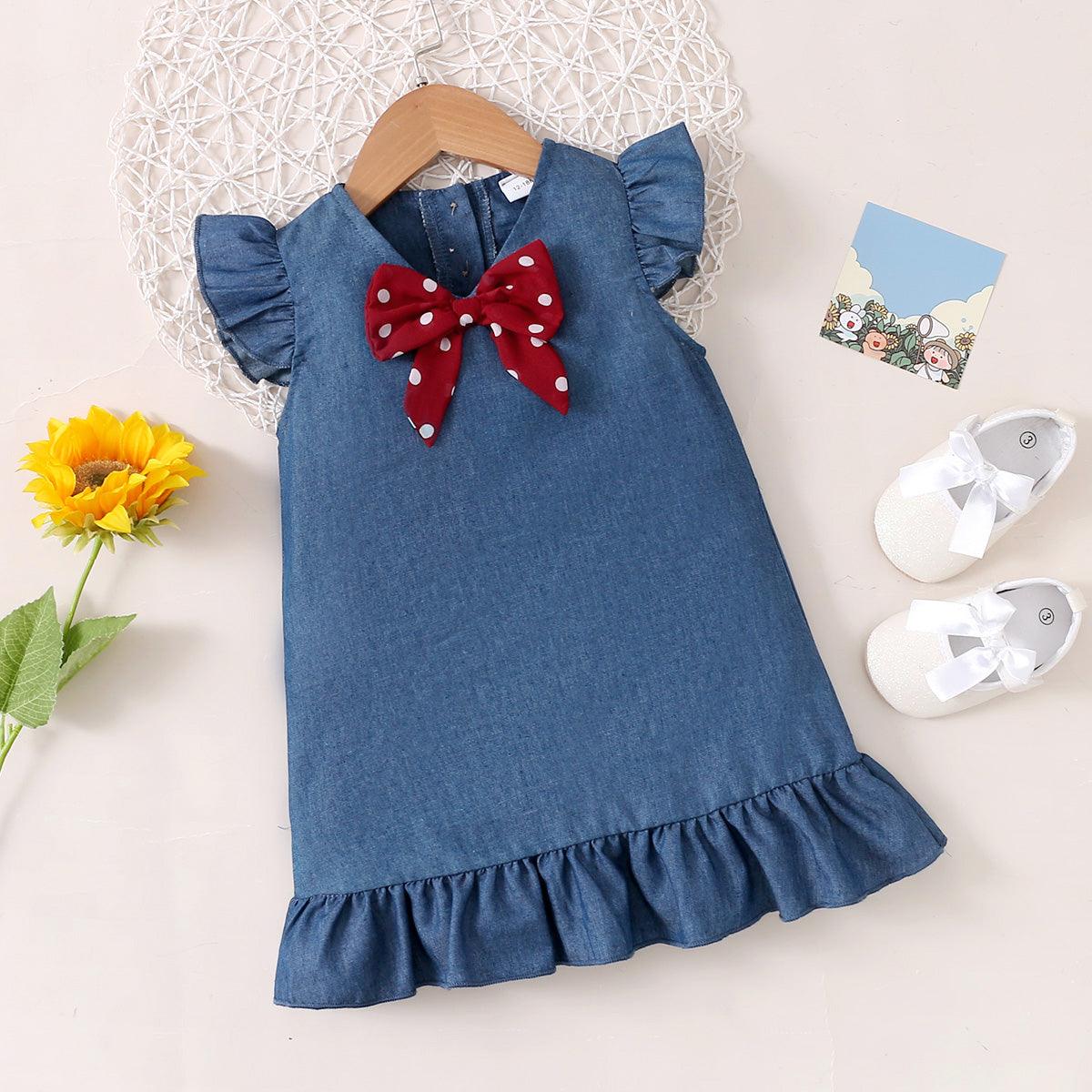 Baby Girl Polka Dot Bow Flying Sleeve Dress Baby Girl Dresses Boutique