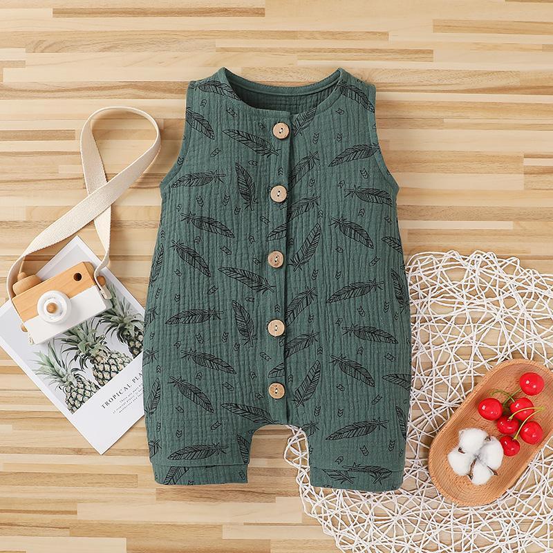 Baby Feather Print Multicolor Jumpsuit Children's Clothing