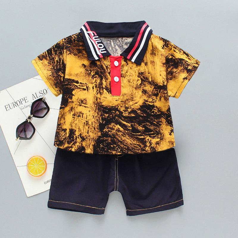 2-piece Gradient Polo Shirt & Shorts for Children Boy