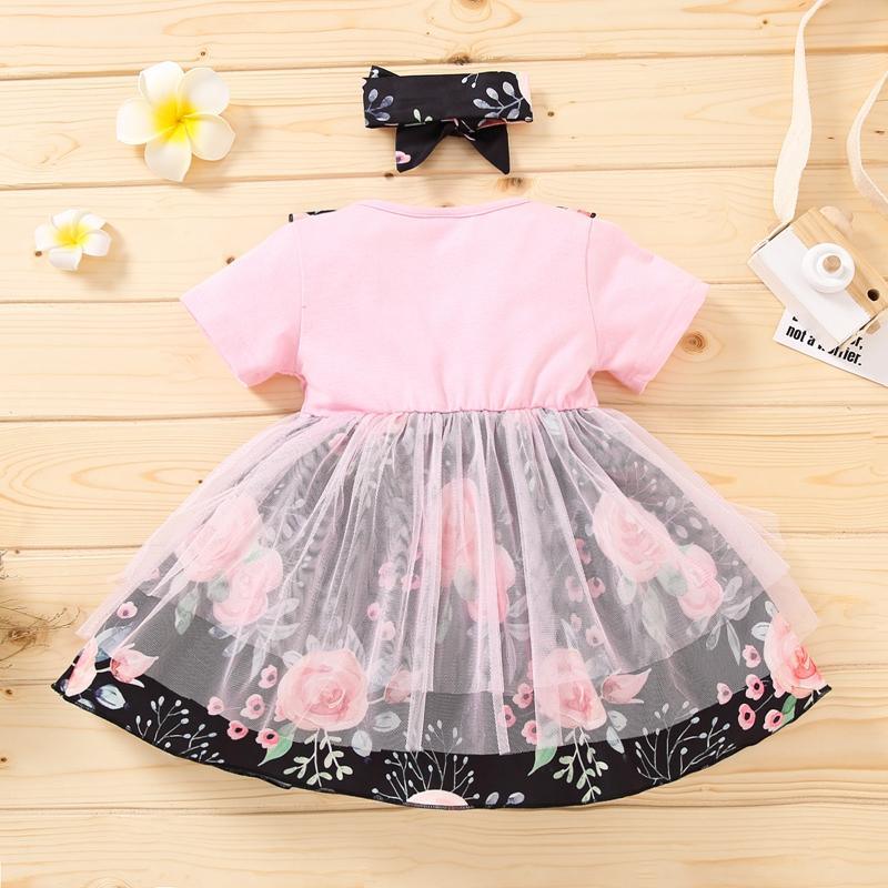 Baby Girl Mesh Hem Floral Dress