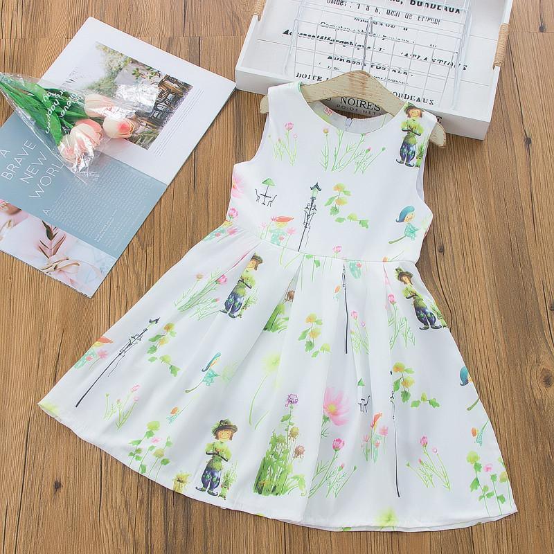 baby girl wholesale boutique clothing Toddler Girl Cartoon Print Sleeveless Dress