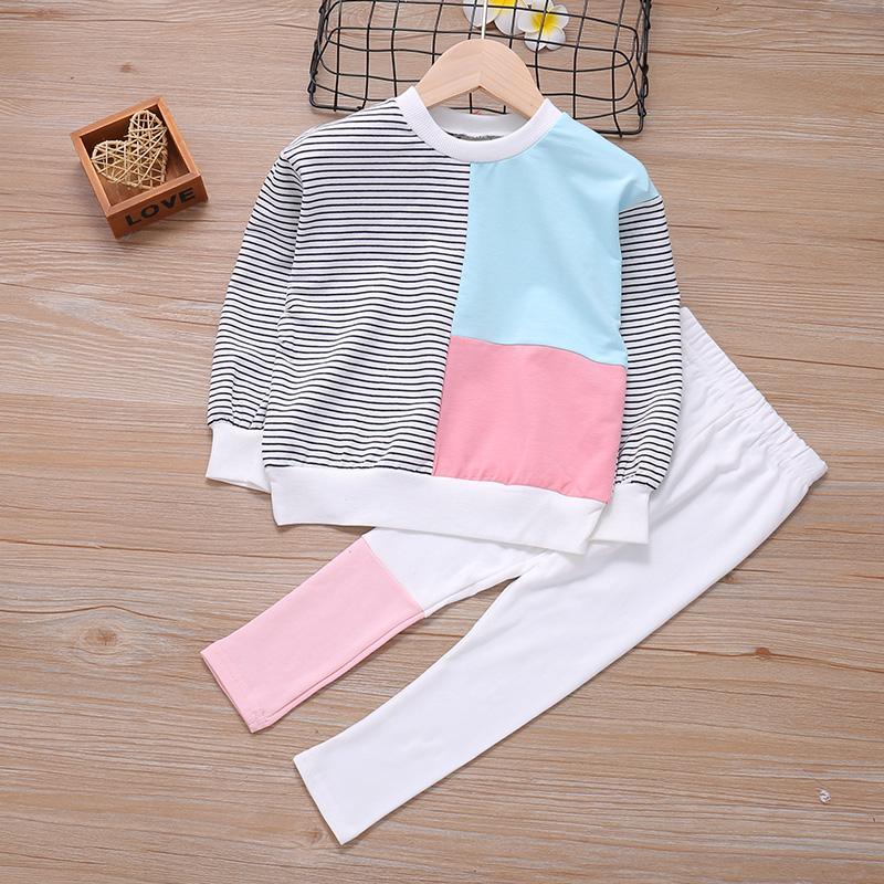 2-piece Color-block Sweatshirts & Pants for Toddler Girl