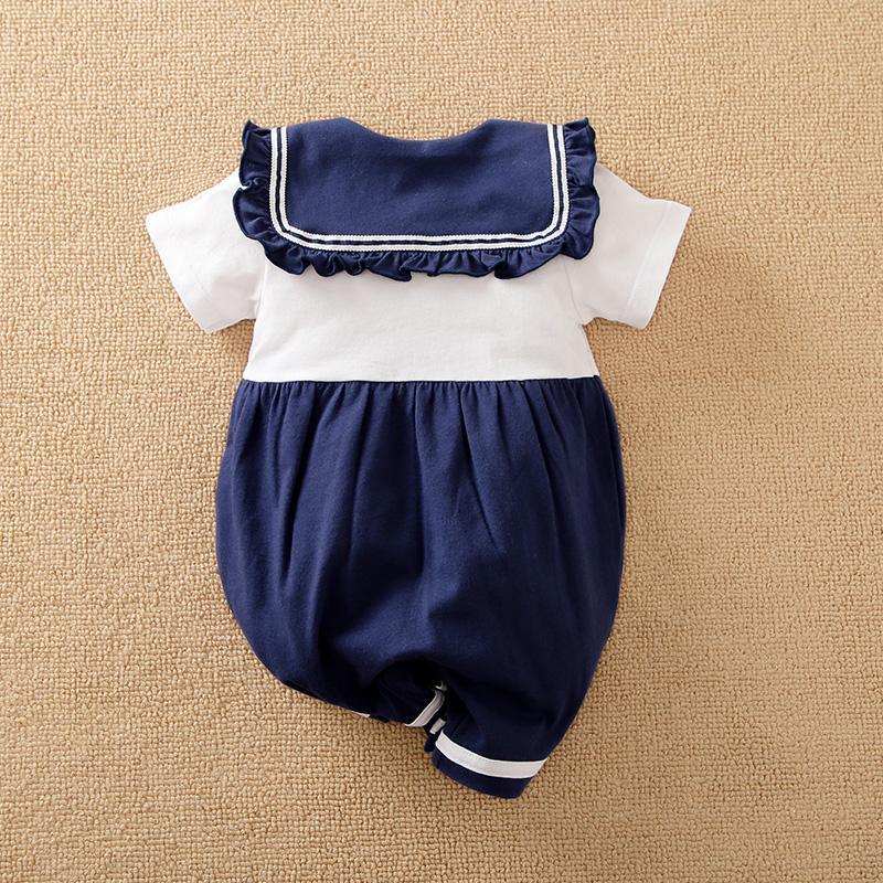 Baby Color-block Sailor Collar Jumpsuit