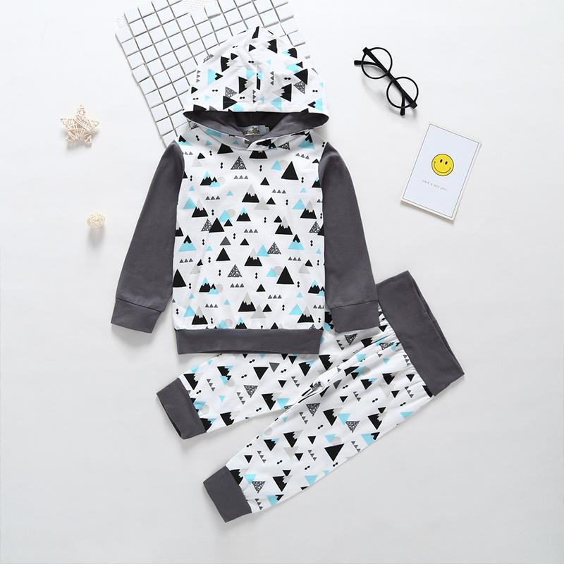 2-piece Geometric Pattern Hoodie & Pants for Baby