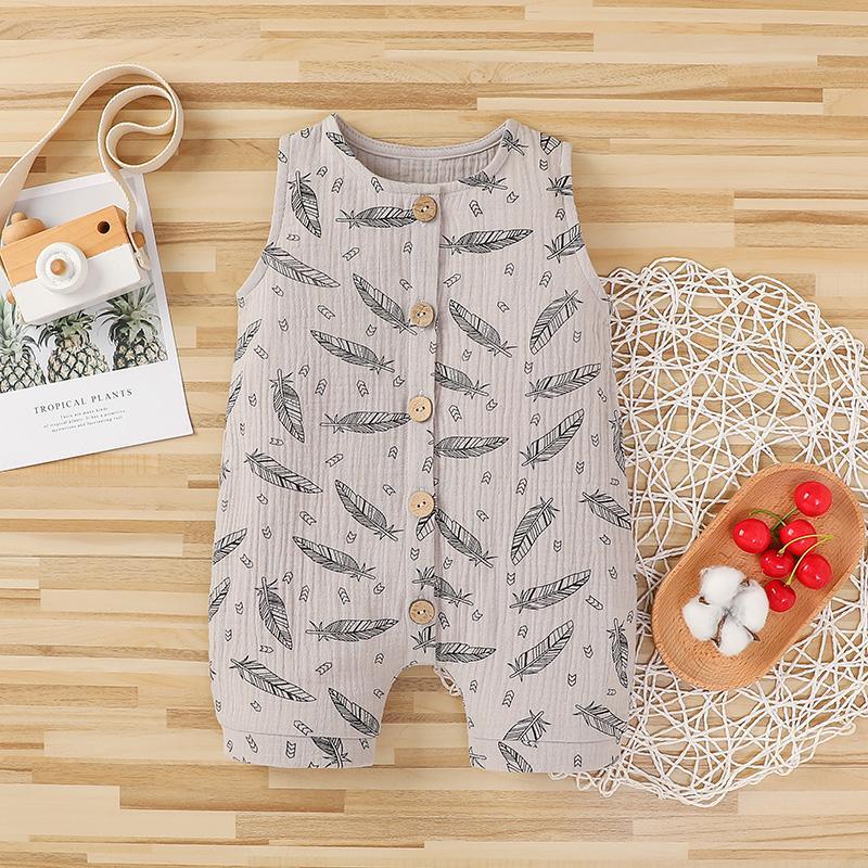 Baby Feather Print Multicolor Jumpsuit Children's Clothing