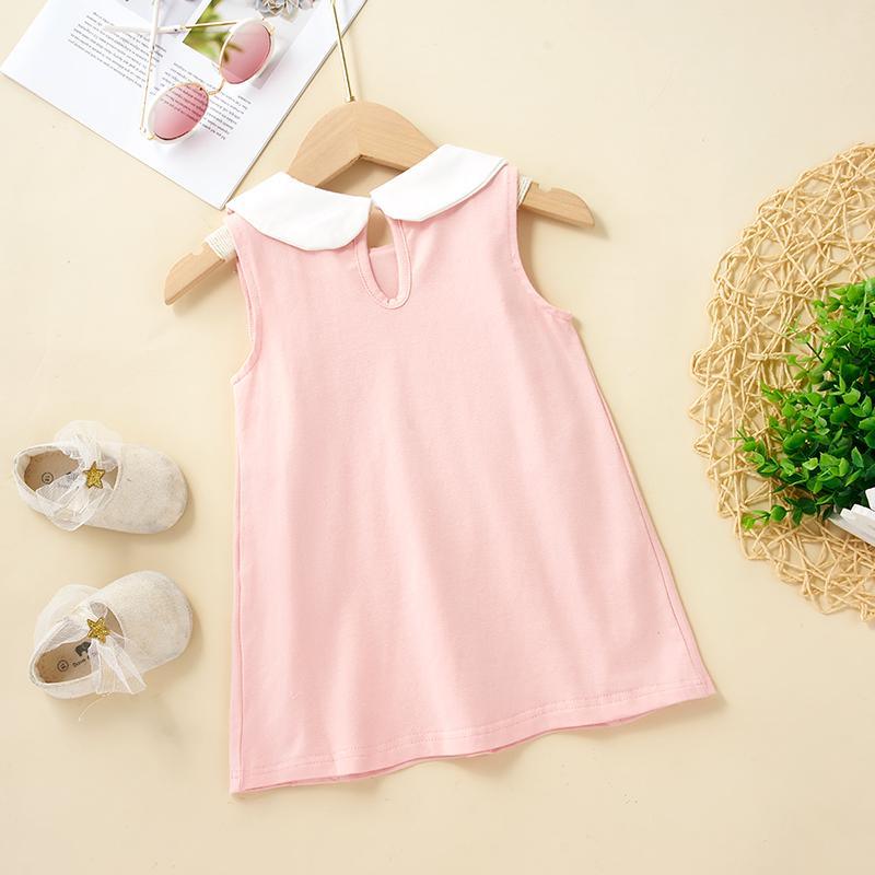 Baby Girl Ruffle Trim Peter Pan Collar Sleeveless Dress