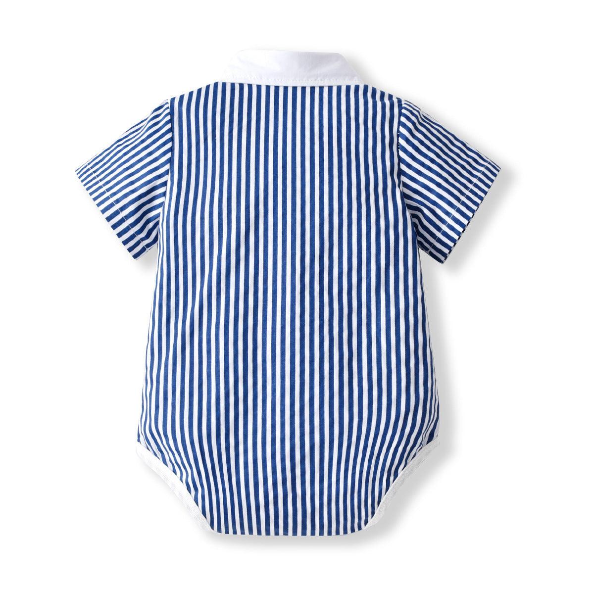 Baby Boy Striped Bodysuit With Bow Tie Wholesale Baby Onesies KJ126105