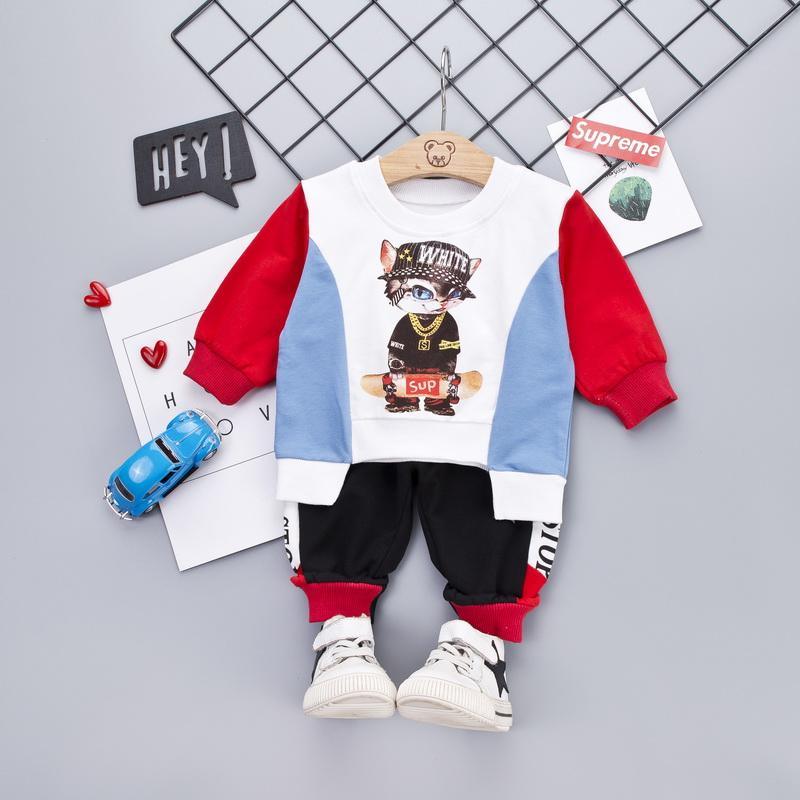 2-Piece Long-Sleeve Cartoon Pattern Top and Pants Wholesale children's clothing