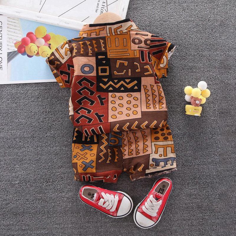 2-piece Letter Pattern Short Sleeve Shirt & Shorts for Toddler Boy Children's Clothing