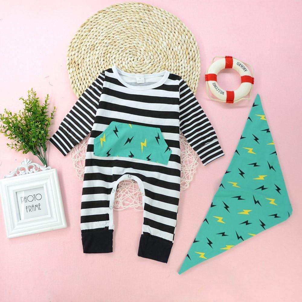 Baby Boys Striped Lightning Pattern Romper Baby Wholesales