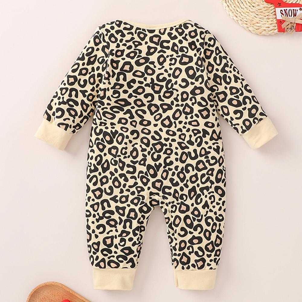 Baby Girls Crew Neck Leopard Long Sleeve Romper Baby Wholesale Clothing