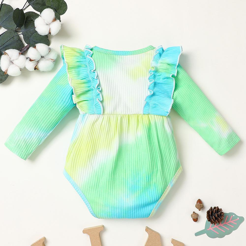 Baby Girl Long Sleeve Tie-dye Bow Decor Long Sleeve Romper Baby Clothing Warehouse