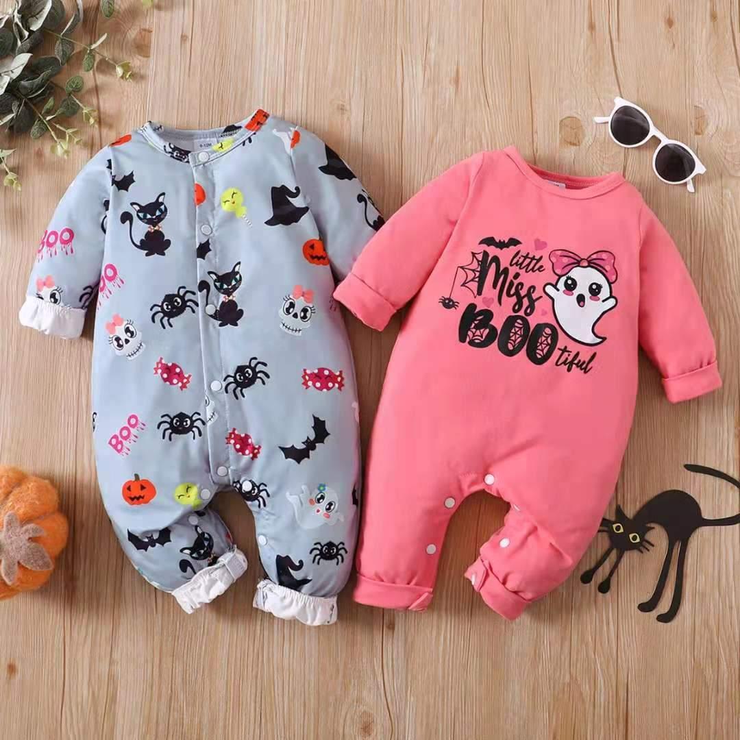 Baby Cartoon Printed  Long SleeveHalloween Jumpsuit Wholesale Baby Clothes