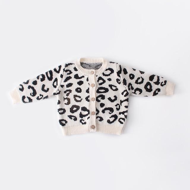 Baby Girl Leopard Knitted Baby Clothes Newborn Baby Girl Romper Cotton Baby Cardigan Sweater Romper Wholesale