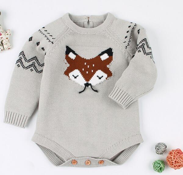 Baby Boy Girl Long Sleeve Solid Color Knitted Warm Romper Jumpsuit Playsuit Supplier Wholesale