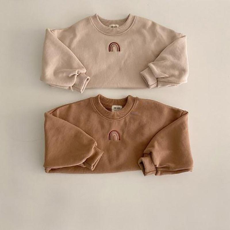 Baby Clothes Baby Girls Rainbow Sweatshirts Kids Long Sleeve  Boys Casual Sweater Wholesale