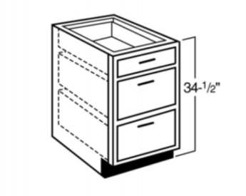 Three Drawer Base Cabinets