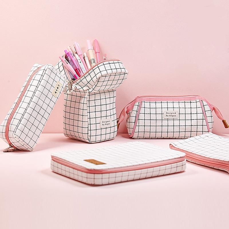 Grid Pink Pencil Case Series - 8 Models