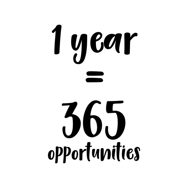 1 Year Equals 365 Opportunities Inspirational Quotes Wall Art Vinyl Imprinted Designs