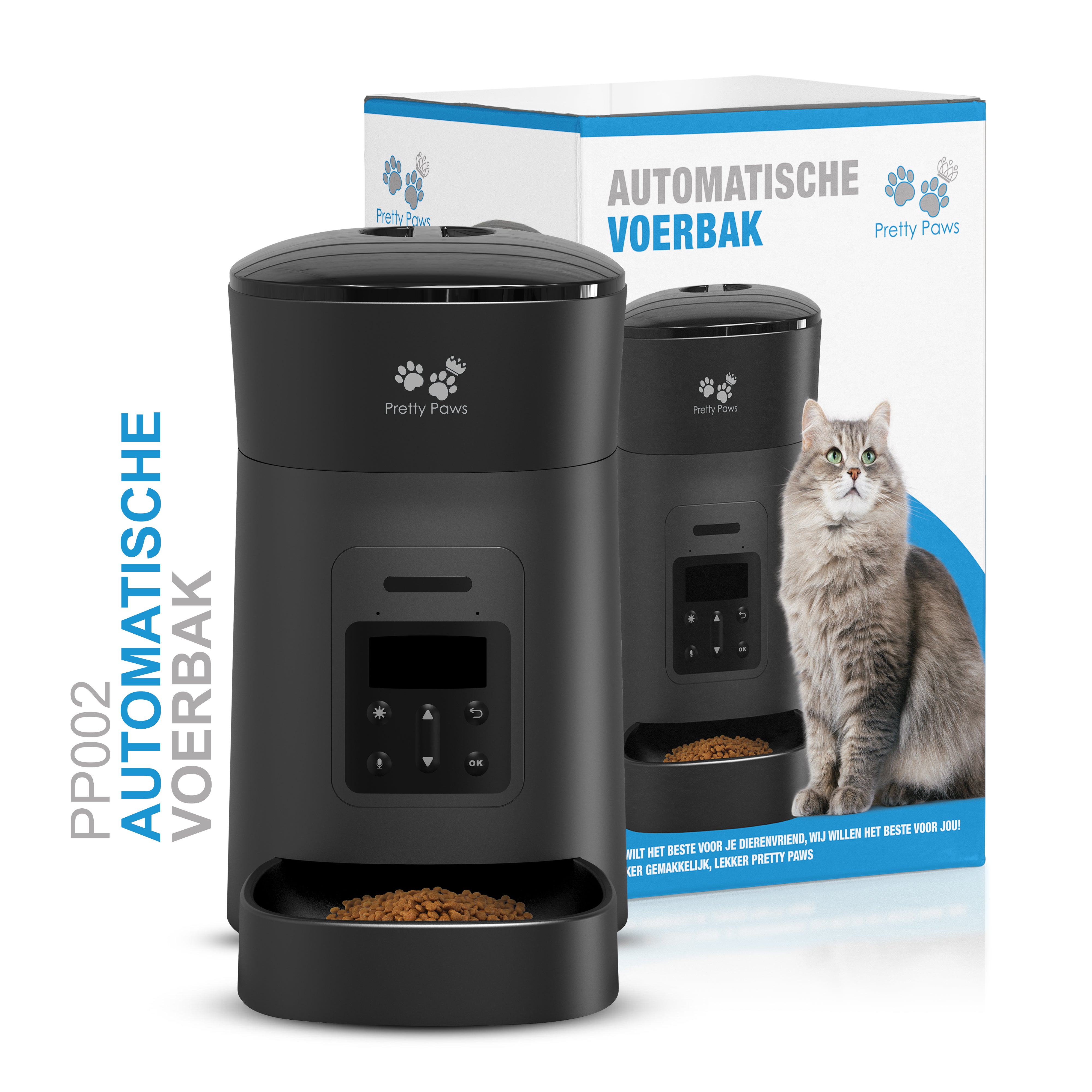 kroeg Zeeslak Oneerlijk Pretty Paws® - PP002 Automatische Voerbak Zwart