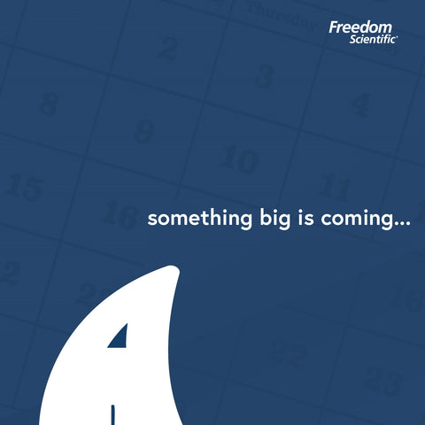 shark fin on a blue background. Text: something big is coming